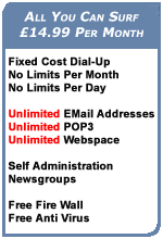 Fixed price dial-up at £14.99.  No usage limits, no forced hangups.  